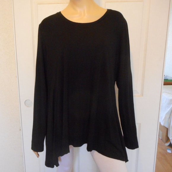 LOGO Lori Goldstein Top Black Tunic Size XL
